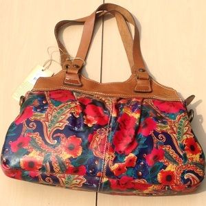 Large Patricia Nash Floral Design Leather Bag